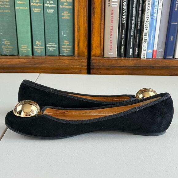 Kate Spade Black "York" Suede Gold Accent Ballet Flats Sz 9.5 MSRP $198 - Picture 4 of 7